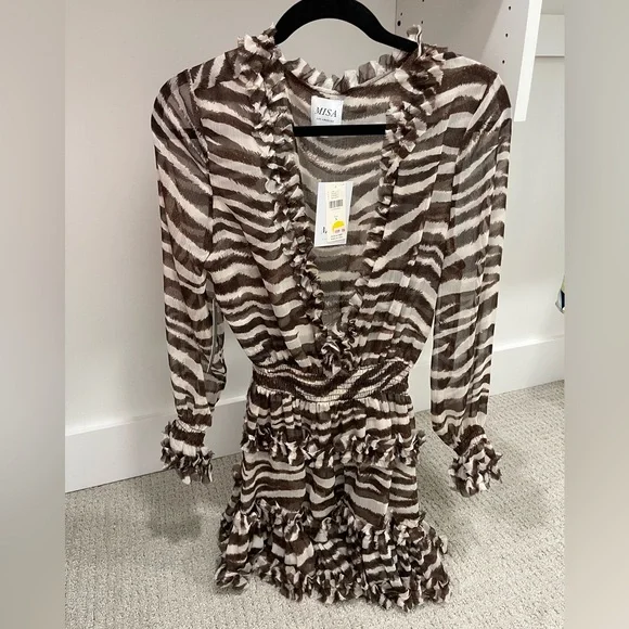 puff long sleeve short dress English Factory
